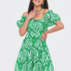 Літнє бавовняне плаття зелене в принт | 83235