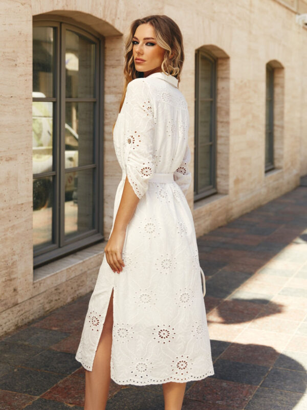 Літня сукня біла з прошви з розрізами з боків | 82559
