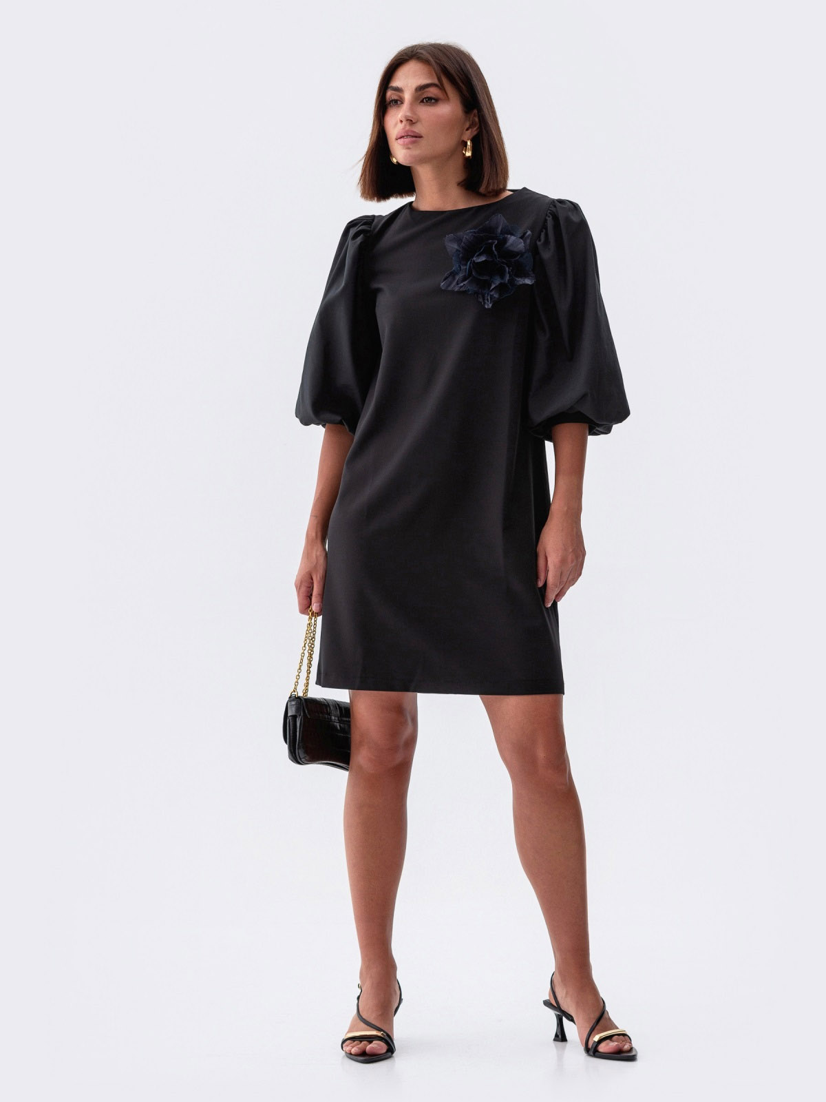 Чорна сукня А-силуету з тіару | 83363