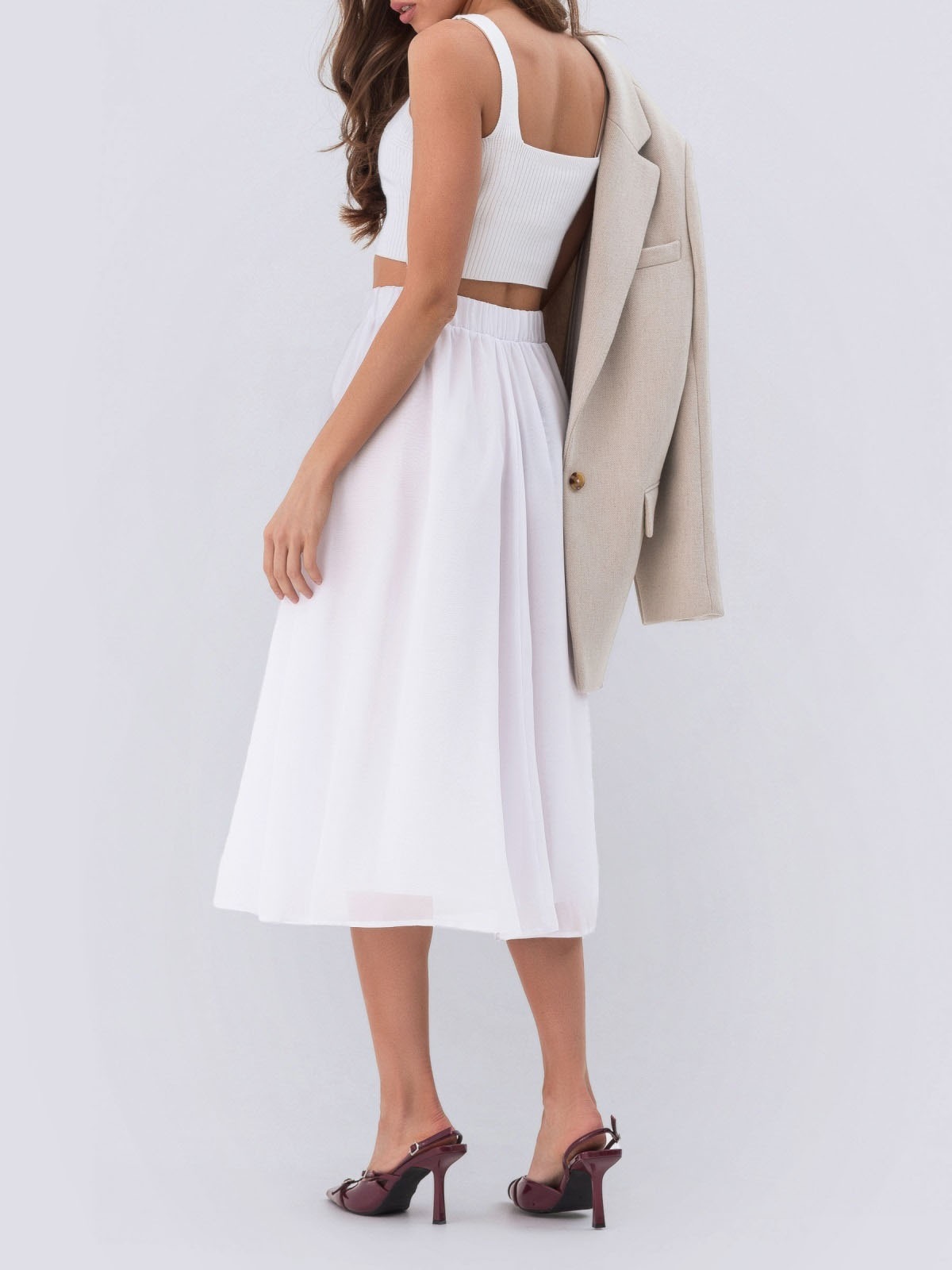 Шифонова спідниця напівсонце біла | 82963