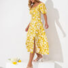 Сукня жовта в принт з куліскою на ліфі | 82691 Сукня жовта в принт з куліскою на ліфі | 82691