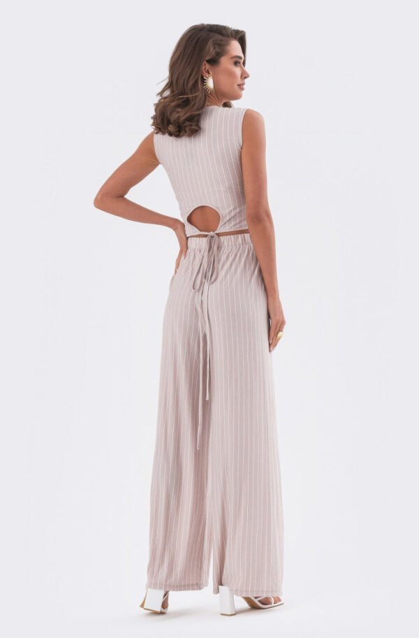 Літній костюм-трійка пудровий у смужку | 82626