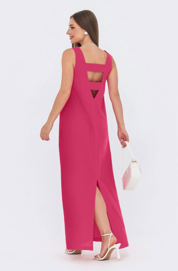 Льняна сукня-максі малинова вільного крою | 83016