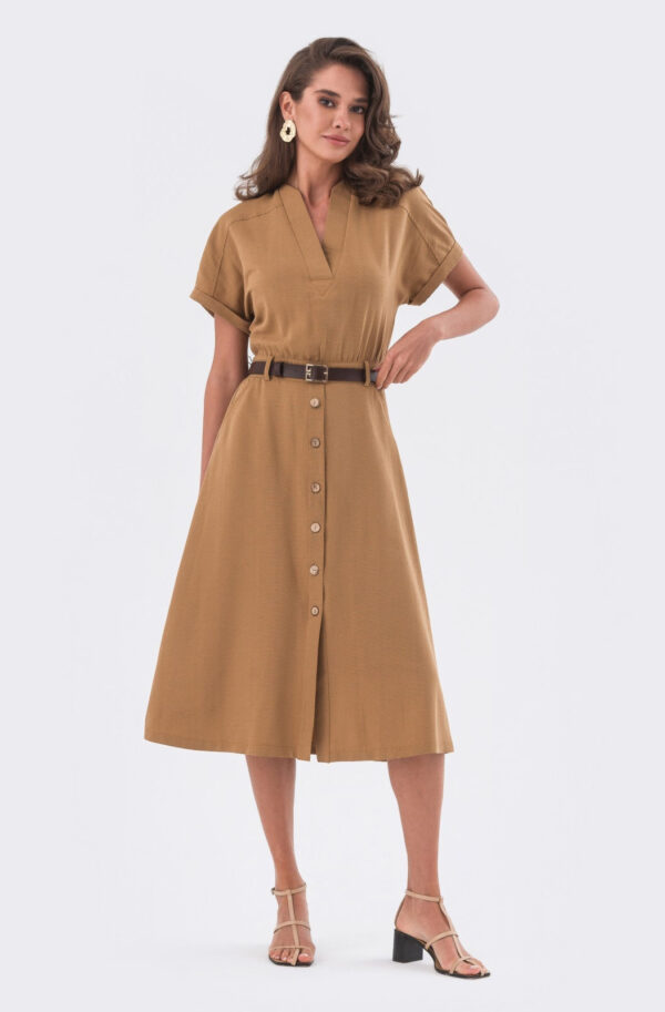 Літня ділова сукня коричнева А-силуету | 83244