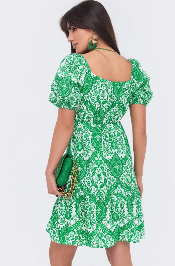 Літнє бавовняне плаття зелене в принт | 83235