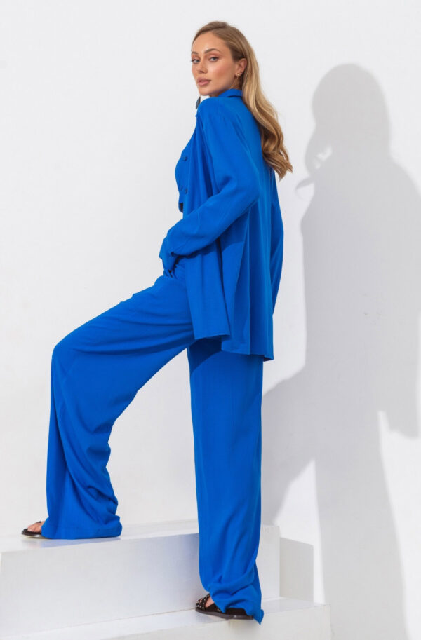 Літній лляний костюм-трійка ультрамарин | 82902