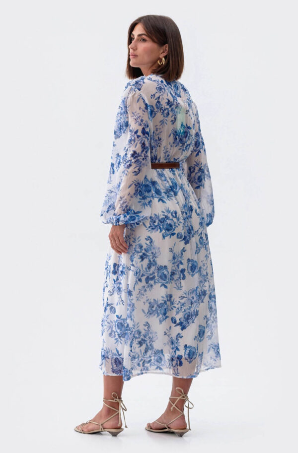 Літня шифонова сукня біла в блакитні квіти | 83353