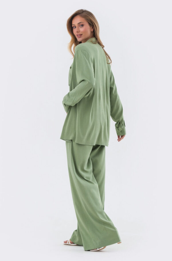 Літній костюм-трійка з льону зелений | 82352