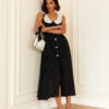 Літня сукня-кльош чорна в горошок без рукавів | 83223 Літня сукня-кльош чорна в горошок без рукавів | 83223