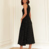 Літня сукня-кльош чорна в горошок без рукавів | 83223 Літня сукня-кльош чорна в горошок без рукавів | 83223
