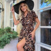 Літня сукня в леопардовий принт А-силуету | 84179 Літня сукня в леопардовий принт А-силуету | 84179