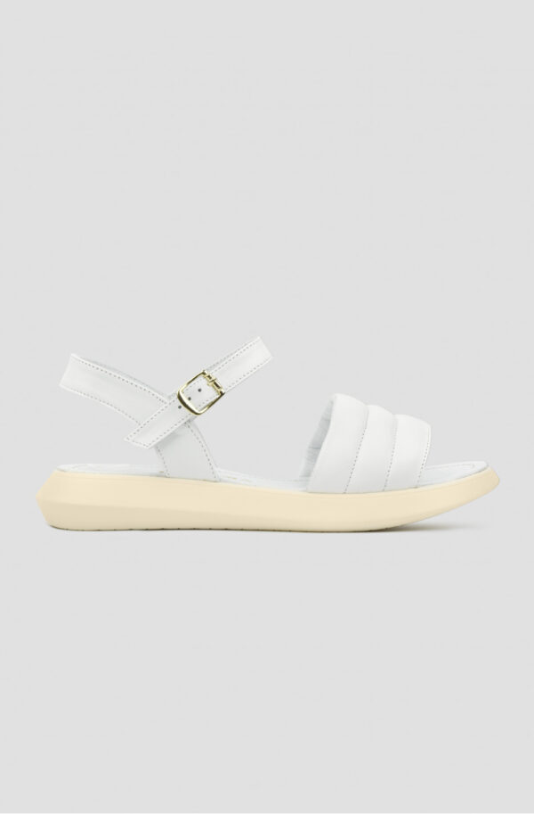 Шкіряні білі босоніжки на низькому ходу | 83834