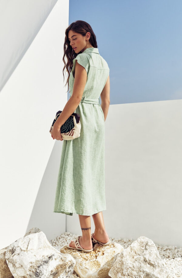 Літня бавовняна сукня-сорочка м'ятна | 83765