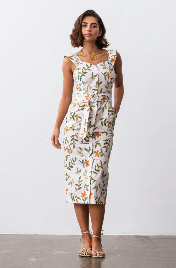 Літній сарафан-футляр білий в принт | 84161