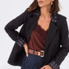 Жіночий бавовняний піджак чорний з вишивкою | 83756