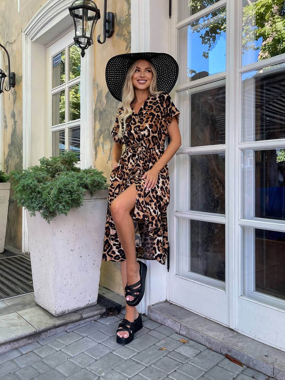 Літня сукня в леопардовий принт А-силуету | 84179 Літня сукня в леопардовий принт А-силуету | 84179