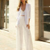 Літні штани-палаццо з прошви білі | 84043