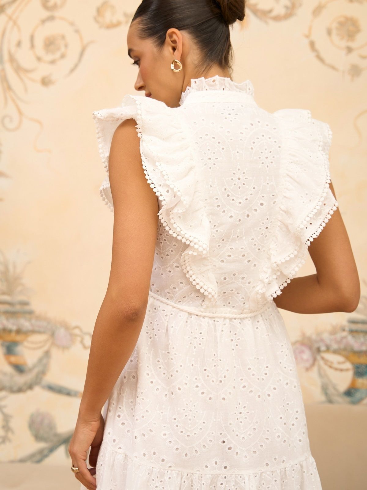 Літнє плаття-кльош біле з прошви | 84190 Літнє плаття-кльош біле з прошви | 84190