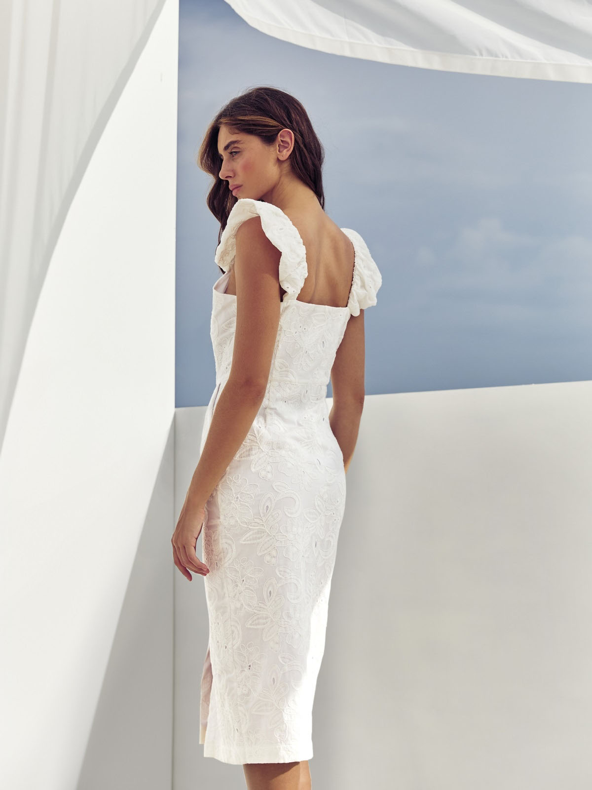 Літній білий сарафан із прошви | 83913 Літній білий сарафан із прошви | 83913