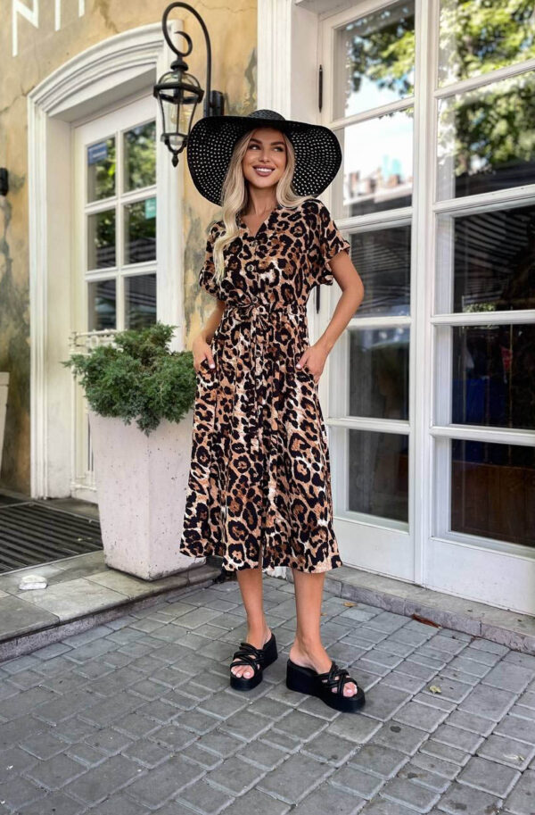 Літня сукня в леопардовий принт А-силуету | 84179