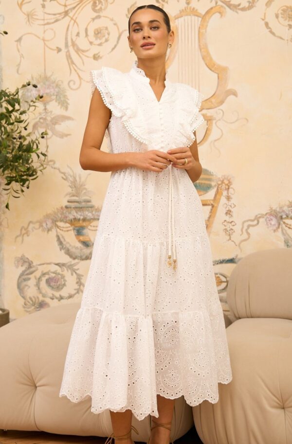 Літнє плаття-кльош біле з прошви | 84190