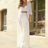 Літні штани-палаццо з прошви білі | 84043