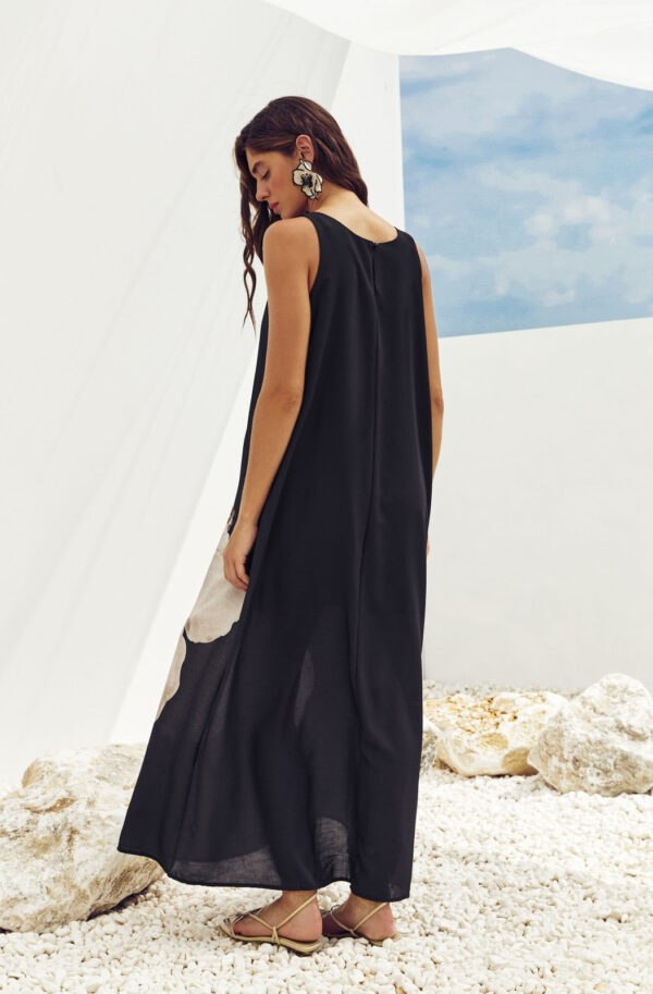 Літня шифонова сукня чорна з принтом квітки | 83922