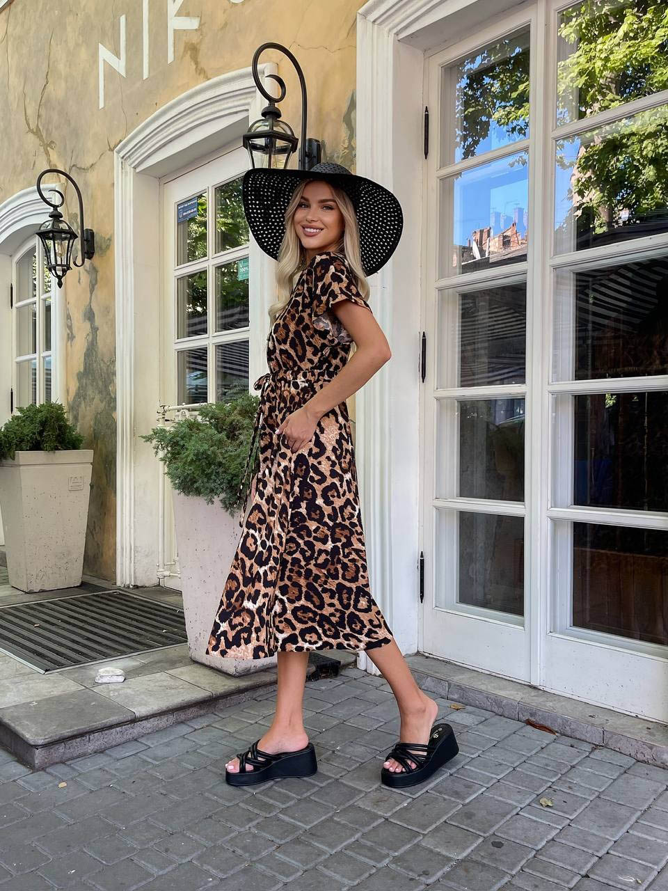 Літня сукня в леопардовий принт А-силуету | 84179 Літня сукня в леопардовий принт А-силуету | 84179