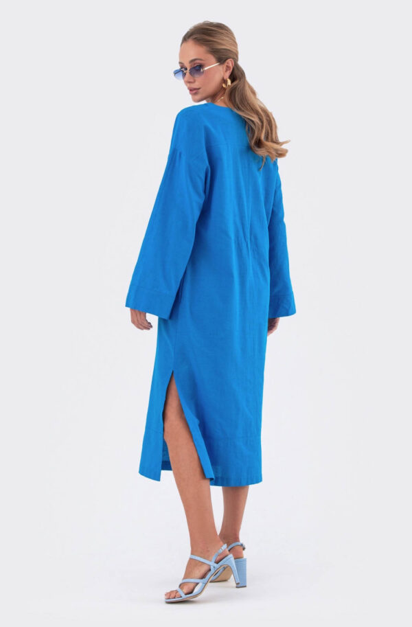 Бавовняна сукня-міді вільного крою блакитна | 83932