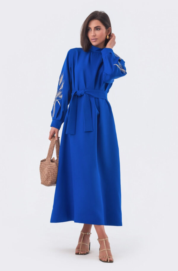 Довга сукня ультрамарин з вишивкою | 84638