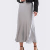 Сатинова спідниця сіра міді довжини | 84452 Сатинова спідниця сіра міді довжини | 84452
