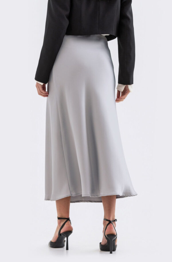 Сатинова спідниця сіра міді довжини | 84452