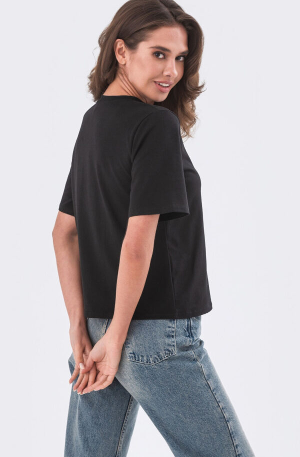 Базова бавовняна футболка чорна | 84391