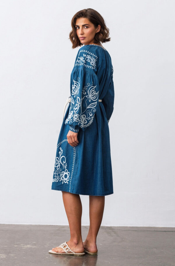 Джинсова сукня синя з вишивкою | 84493