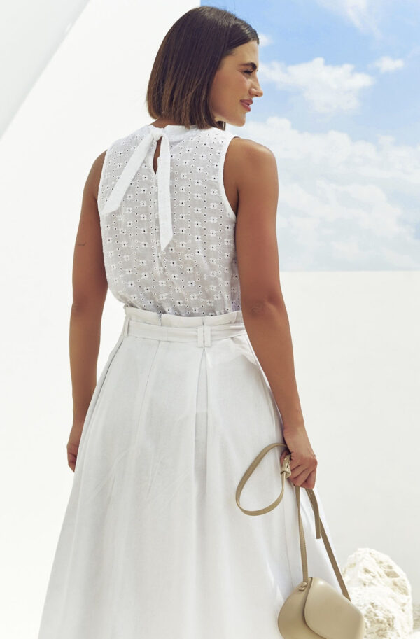 Літня блузка біла з прошви без рукавів | 84511