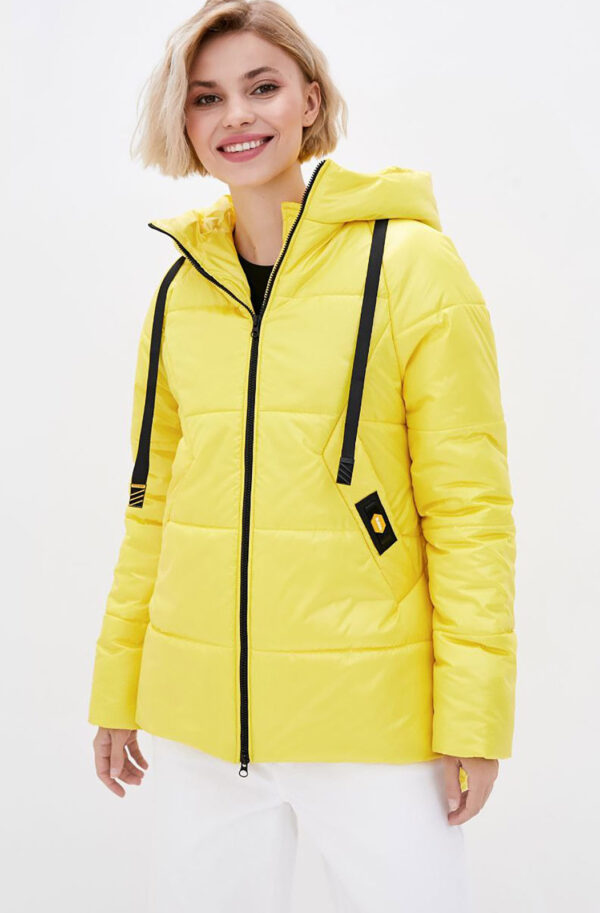 Демісезонна куртка жовта зі вшитим каптуром | 85187