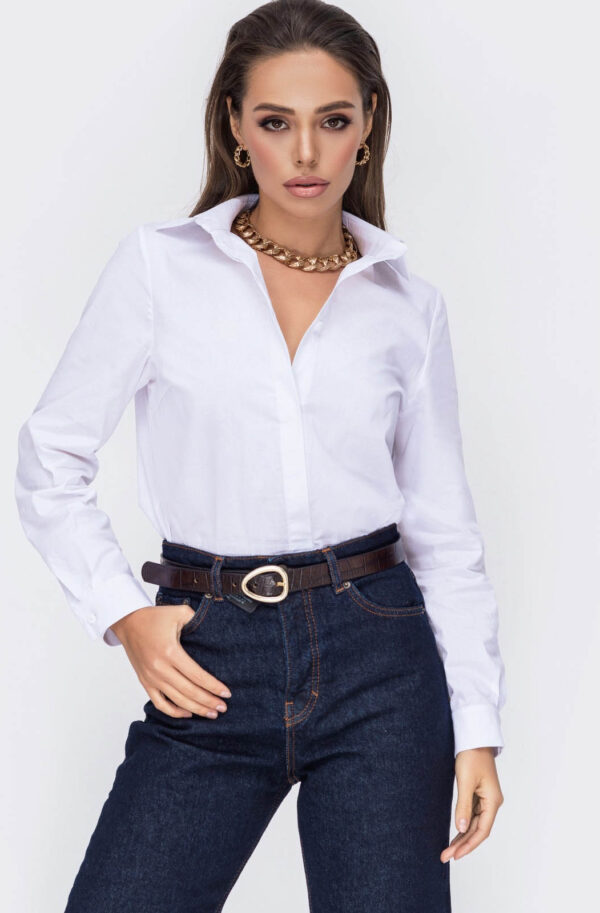 Базова бавовняна сорочка біла | 85357