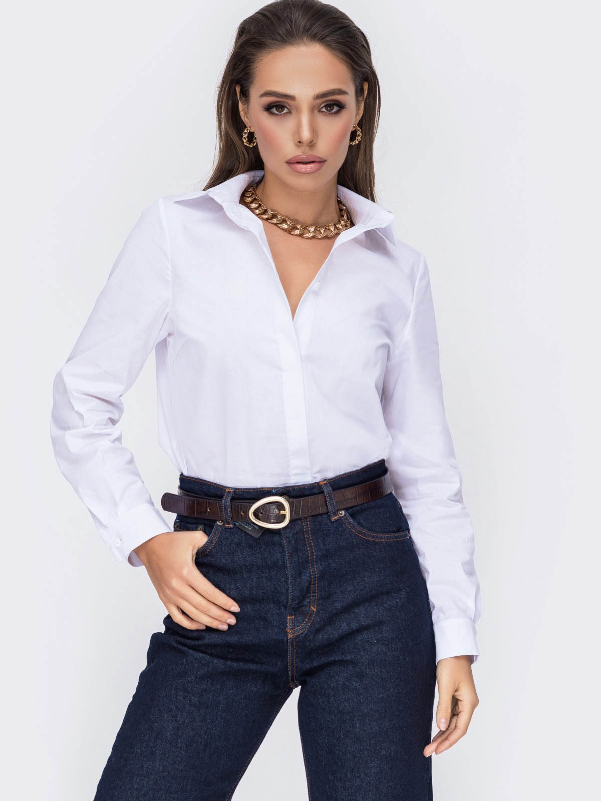 Базова бавовняна сорочка біла | 85357 Базова бавовняна сорочка біла | 85357