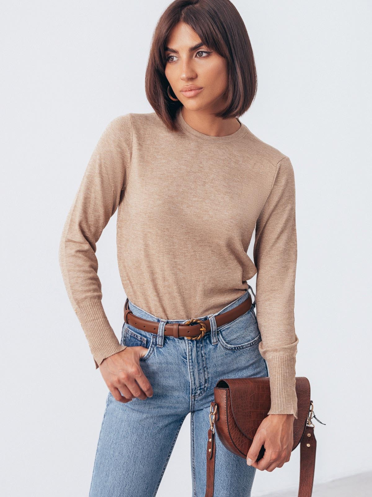 Трикотажний джемпер бежевий з віскози | 85115 Трикотажний джемпер бежевий з віскози | 85115