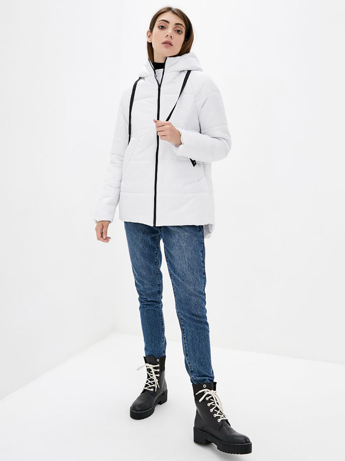 Демісезонна куртка біла зі вшитим каптуром | 85197 Демісезонна куртка біла зі вшитим каптуром | 85197