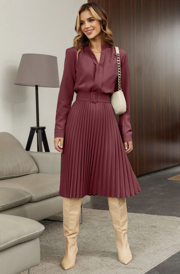 Плаття бордове зі спідницею-плісе | 84944