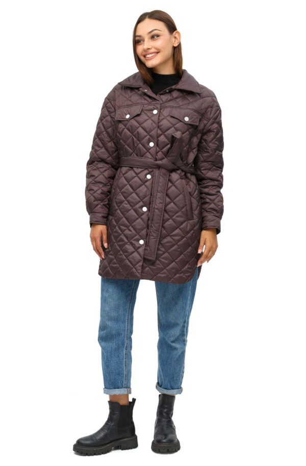 Стьобана куртка темно-коричнева на кнопках | 85501