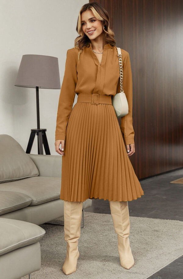 Плаття бежеве зі спідницею-плісе | 84939