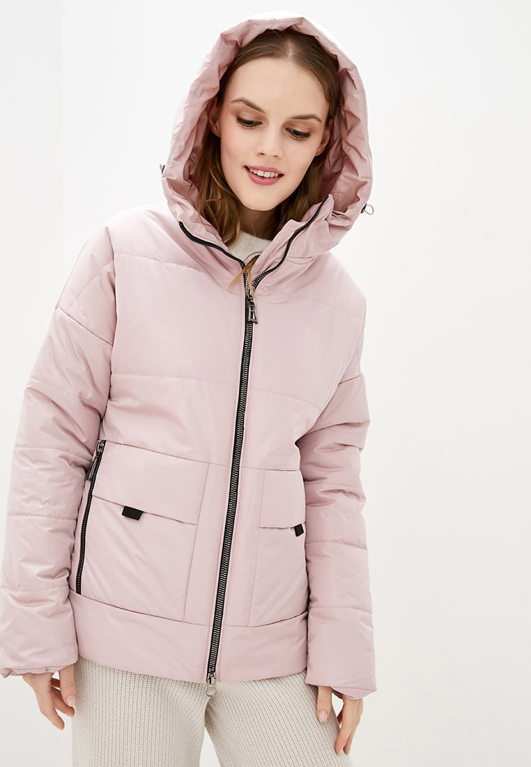 Демісезонна куртка пудрова зі вшитим каптуром | 85178 Демісезонна куртка пудрова зі вшитим каптуром | 85178