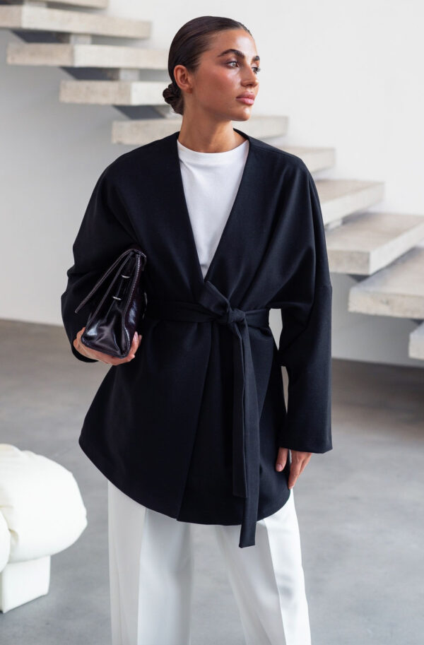Кардиган-кімоно чорний без підкладки | 85257