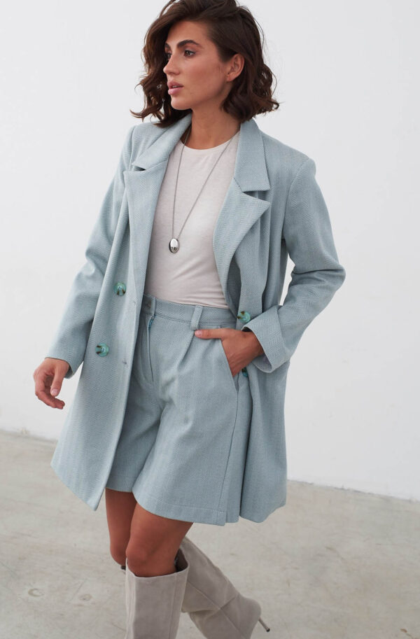 Костюм з шортами та піджаком блакитний | 85069