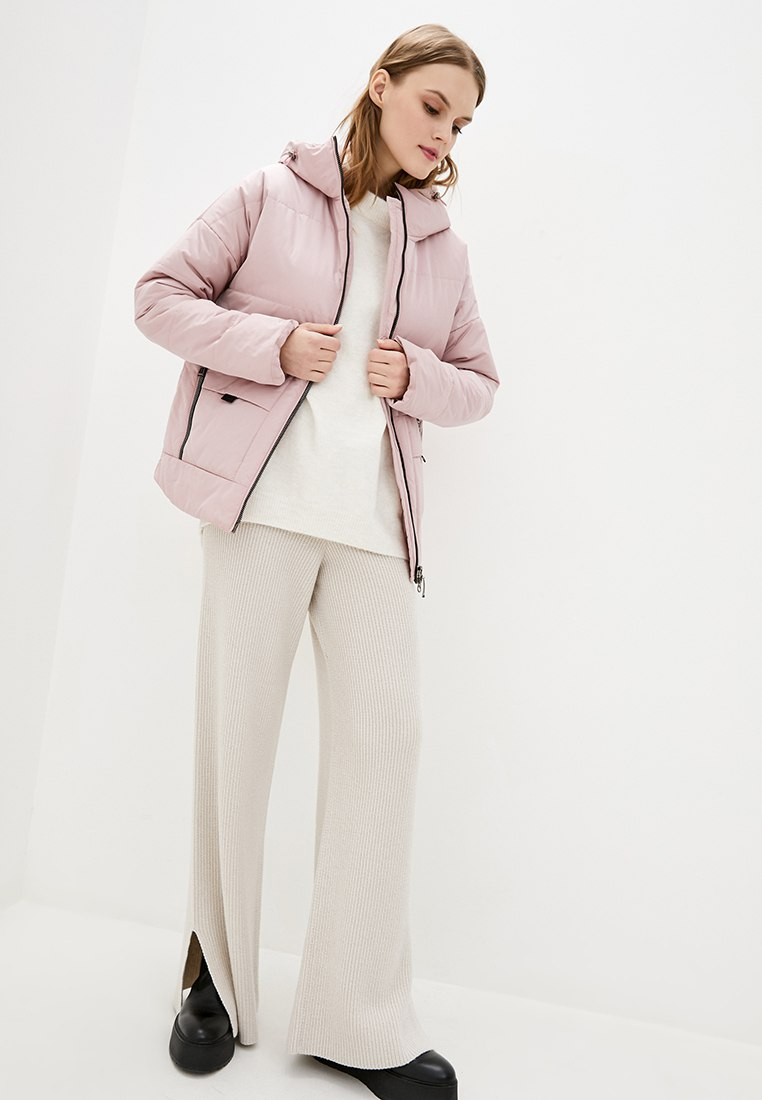 Демісезонна куртка пудрова зі вшитим каптуром | 85178 Демісезонна куртка пудрова зі вшитим каптуром | 85178