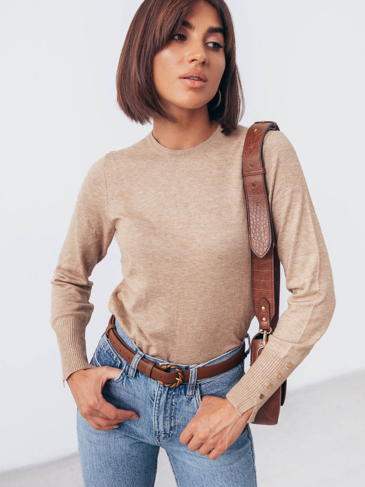 Трикотажний джемпер бежевий з віскози | 85115 Трикотажний джемпер бежевий з віскози | 85115