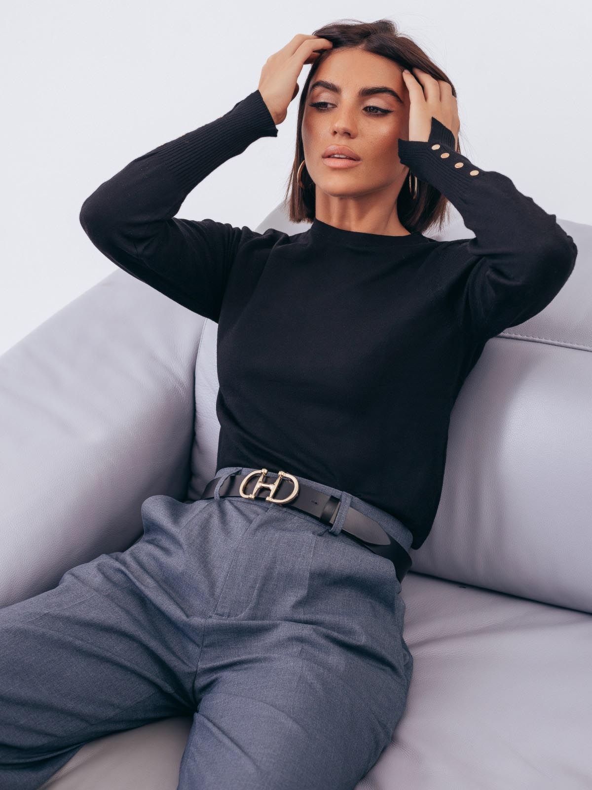 Трикотажний джемпер чорний з віскози | 85123 Трикотажний джемпер чорний з віскози | 85123