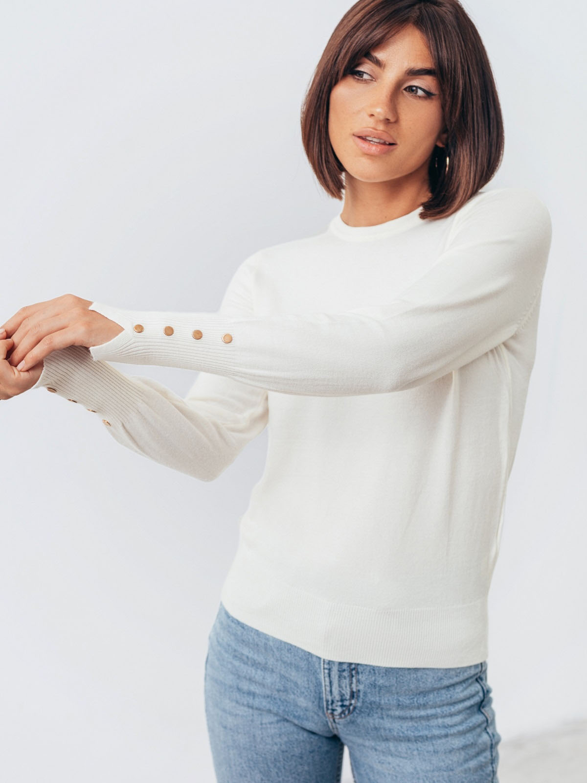 Трикотажний джемпер молочний з віскози | 85105